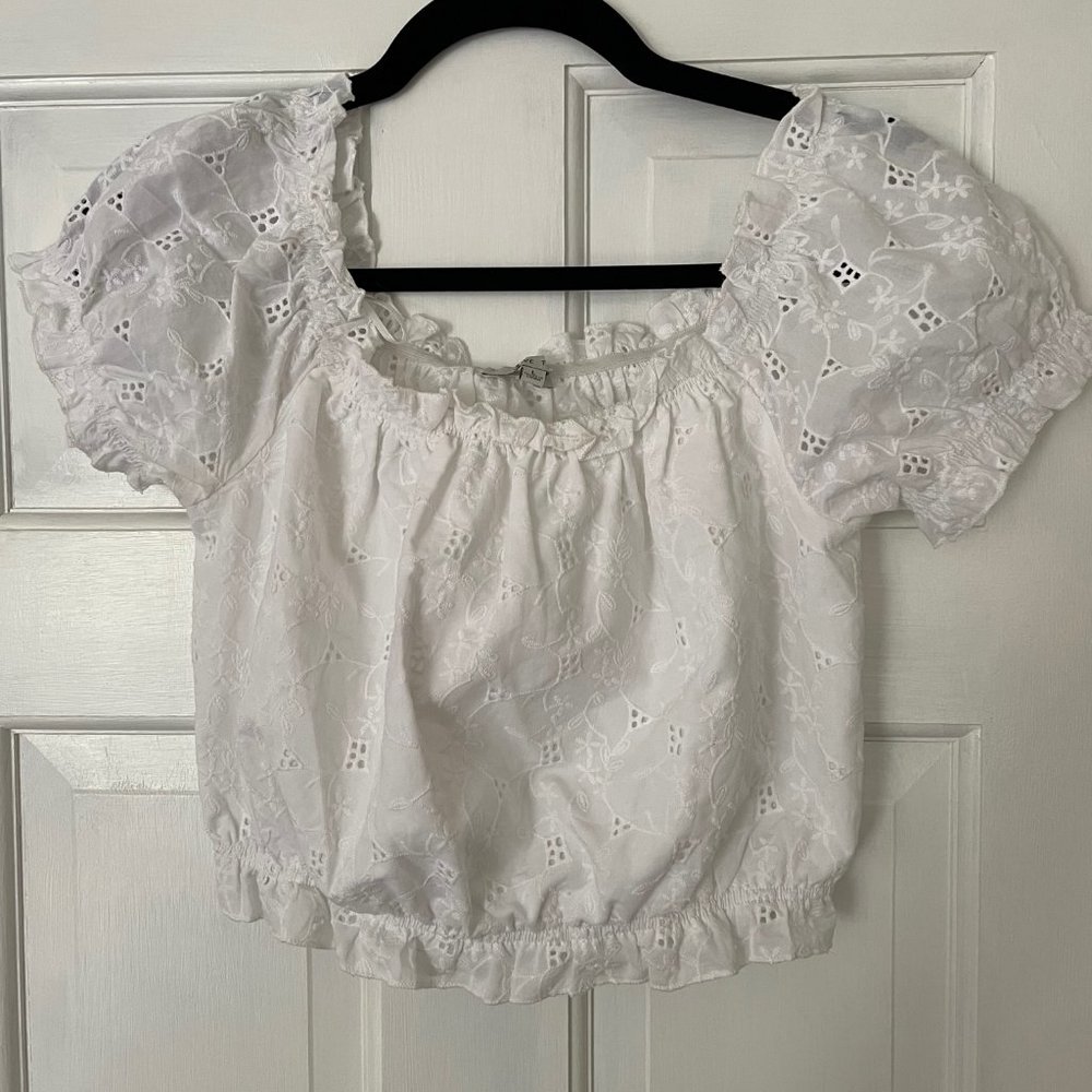 White lace crop top
